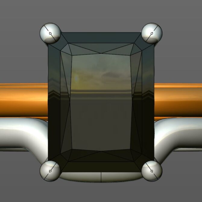 Custom Made Emerald Cut Engagement Ring and Jigsaw Wedding Ring SB2403 image 1