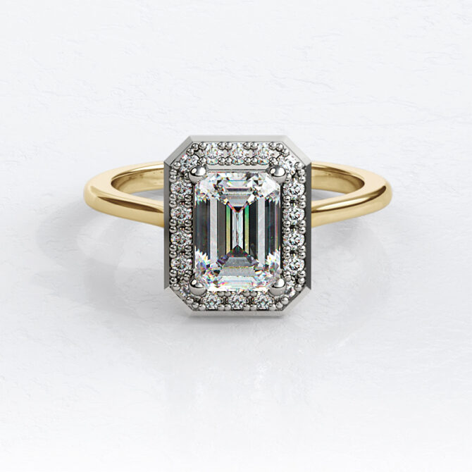 Custom Made Emerald Cut Halo Engagement Ring SB2484 image 1