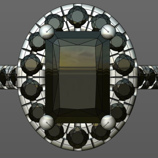 Custom Made Emerald Cut Side Stone Engagement Ring SB3266 image 1