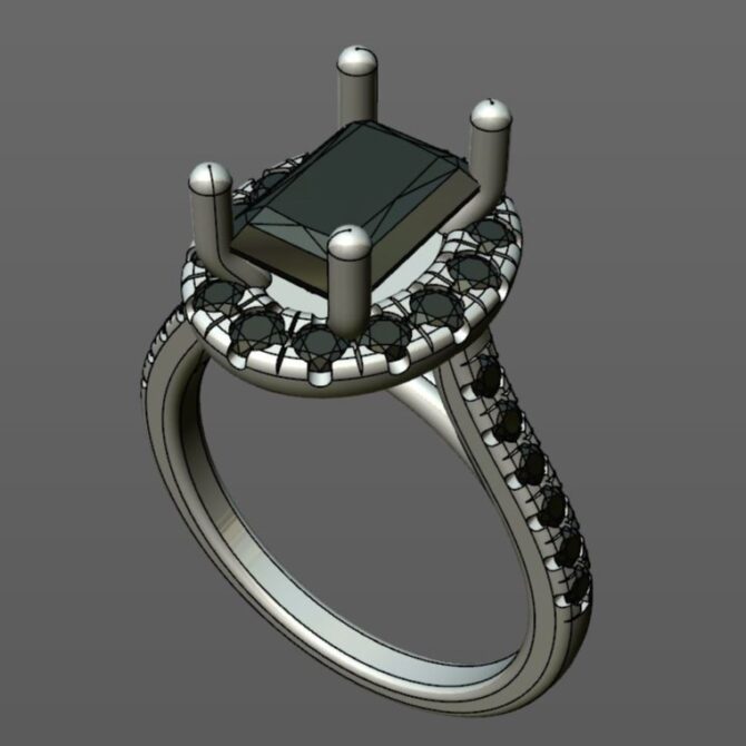 Custom Made Emerald Cut Side Stone Engagement Ring SB3266 image 2