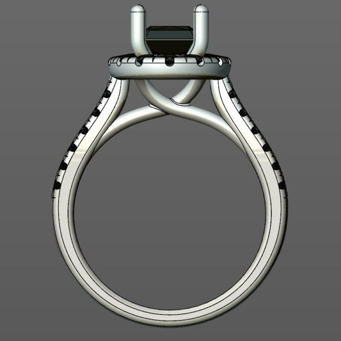 Custom Made Emerald Cut Side Stone Engagement Ring SB3266 image 3