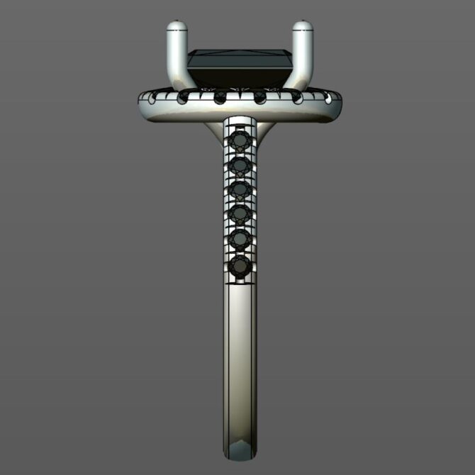 Custom Made Emerald Cut Side Stone Engagement Ring SB3266 image 4