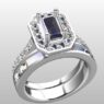 Custom Made Emerald Cut Side Stone Engagement Ring and Diamond Set Wedding Ring SB3116 image 2