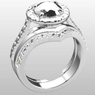 Custom Made Engagement Ring and V-Shaped Diamond Set Wedding Ring SB3154 image 2