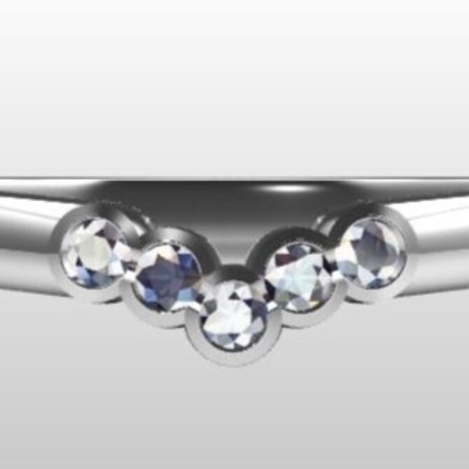 Custom Made Five Stone V-Shape Wedding Ring SB3075 image 1
