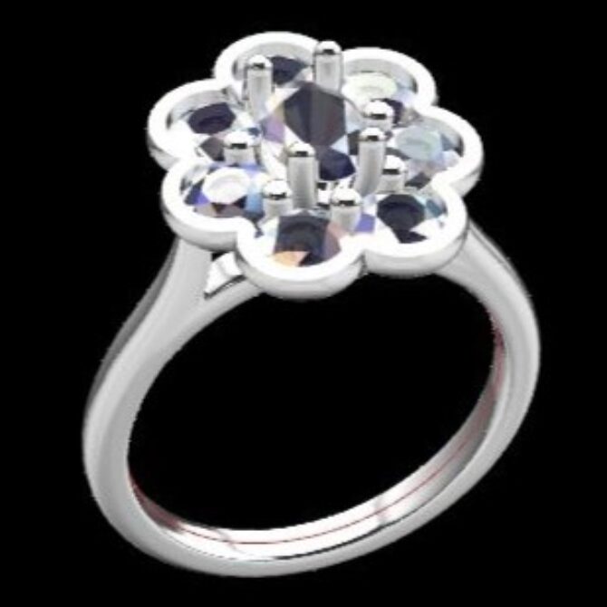 Custom Made Floral Halo Engagement Ring SB2336 image 2