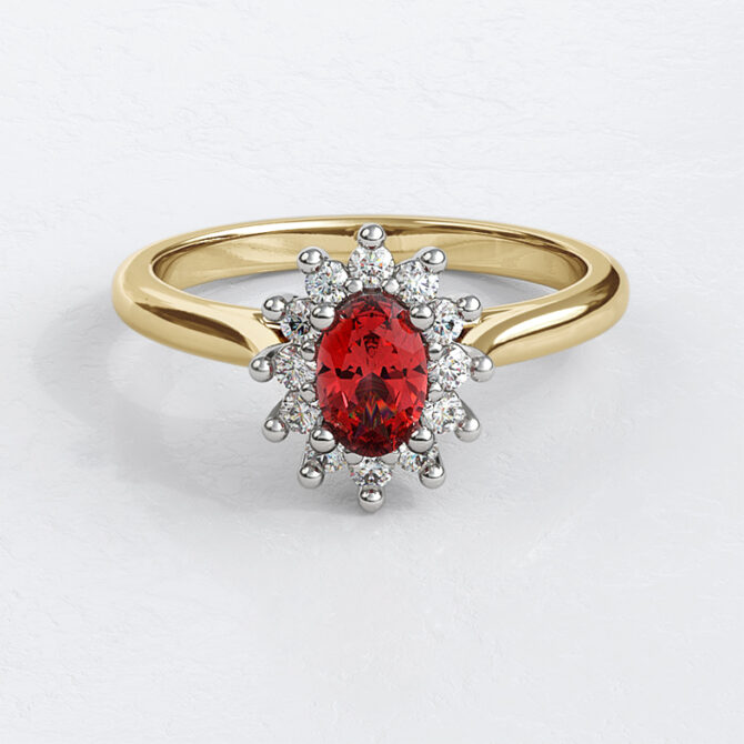 Custom Made Four Claw Oval Cut Ruby Halo Engagement Ring image 1