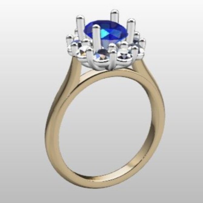 Custom Made Halo Sapphire Engagement Ring SB2784 image 2