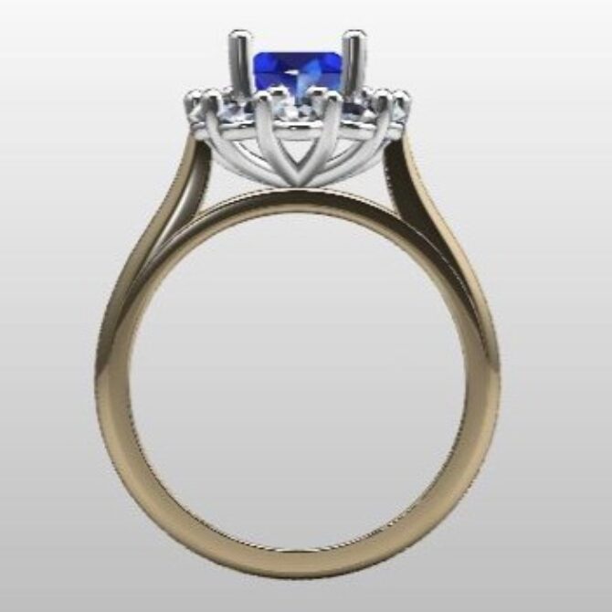 Custom Made Halo Sapphire Engagement Ring SB2784 image 3