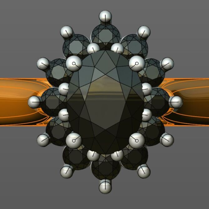 Custom Made Oval Cut Floral Halo Engagement Ring SB2295 image 1