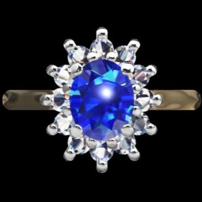 Custom Made Oval Cut Sapphire Halo Engagement Ring SB3231 image 1