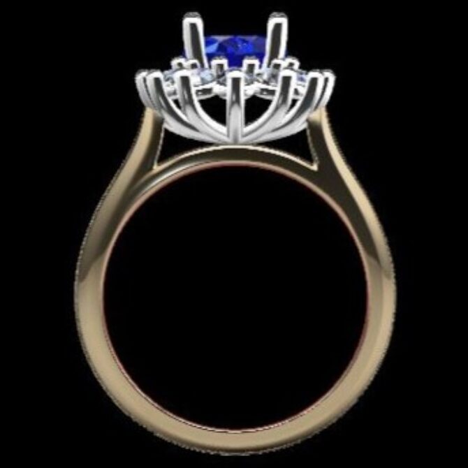 Custom Made Oval Cut Sapphire Halo Engagement Ring SB3231 image 3