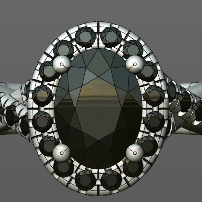 Custom Made Oval Cut Side Stone Engagement Ring SB2405 image 1