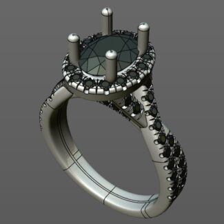 Custom Made Oval Cut Side Stone Engagement Ring SB2405 image 2