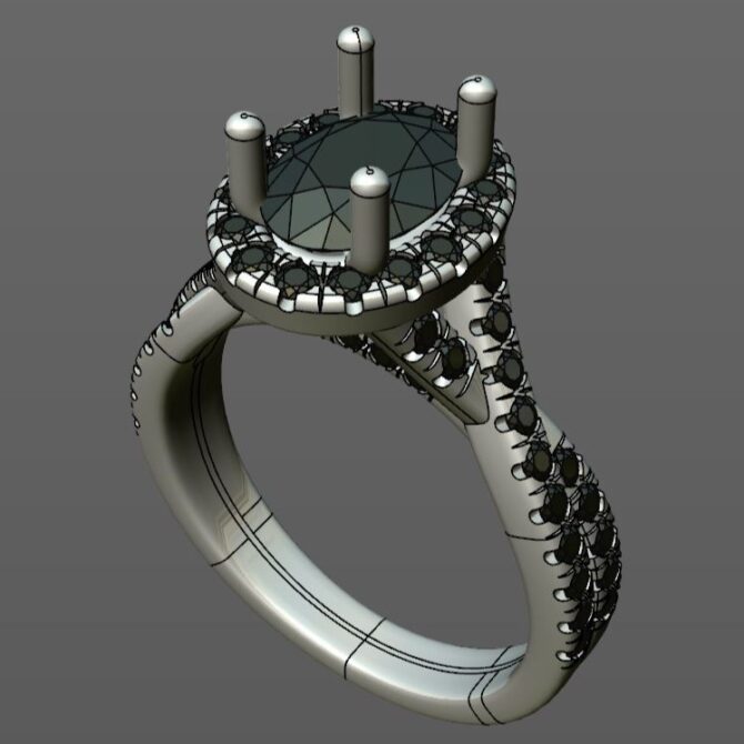 Custom Made Oval Cut Side Stone Engagement Ring SB2405 image 2