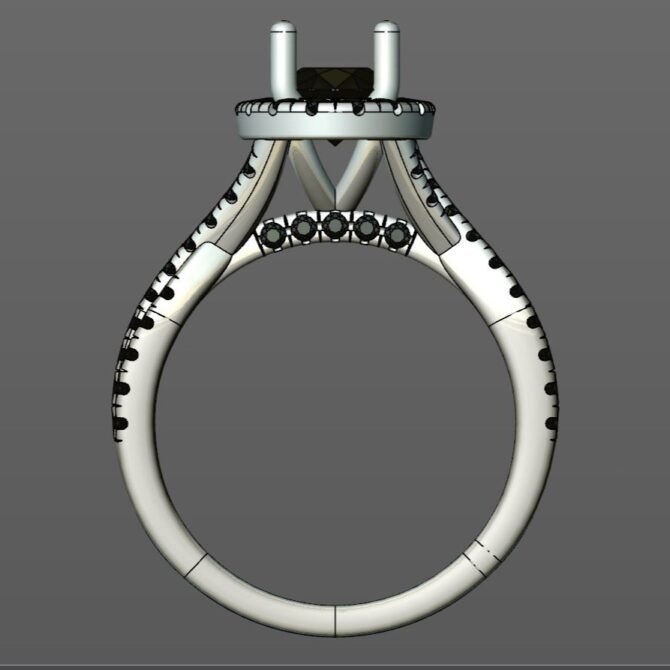 Custom Made Oval Cut Side Stone Engagement Ring SB2405 image 3