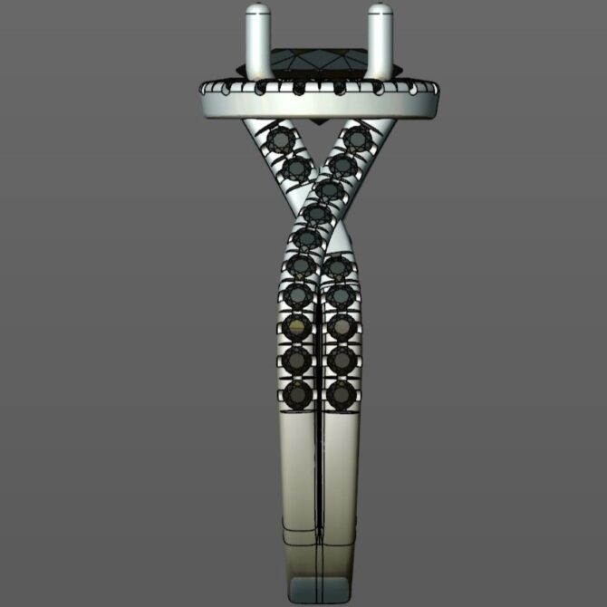 Custom Made Oval Cut Side Stone Engagement Ring SB2405 image 4