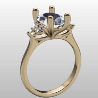 Custom Made Oval Cut Side Stone Engagement Ring SB2425 image 2