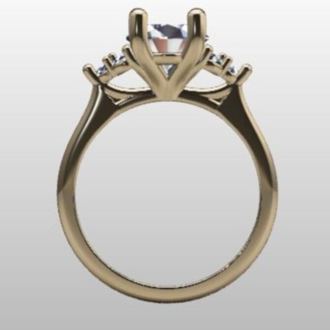 Custom Made Oval Cut Side Stone Engagement Ring SB2425 image 3
