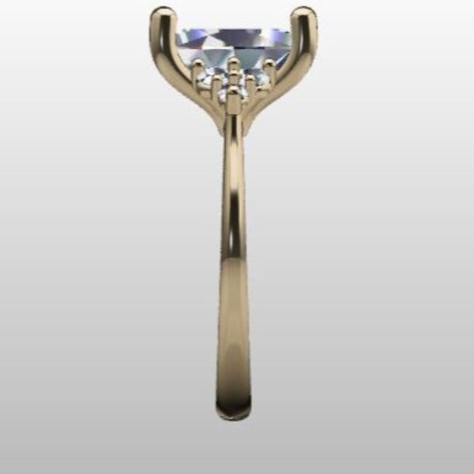 Custom Made Oval Cut Side Stone Engagement Ring SB2425 image 4