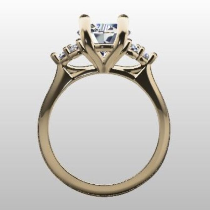Custom Made Oval Cut Side Stone Engagement Ring SB2986 image 3