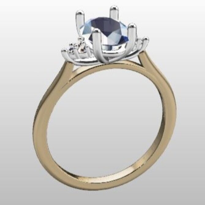Custom Made Oval Cut Side Stone Engagement Ring SB3000 image 2