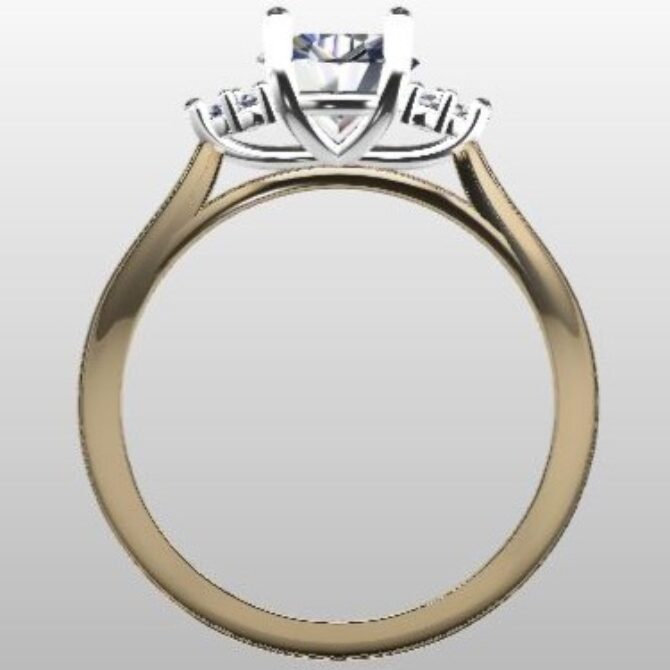 Custom Made Oval Cut Side Stone Engagement Ring SB3000 image 3
