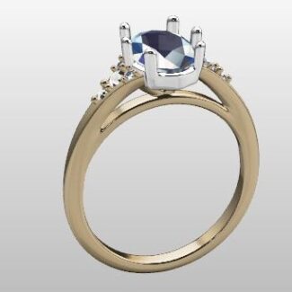 Custom Made Oval Cut Side Stone Engagement Ring SB3022 image 2