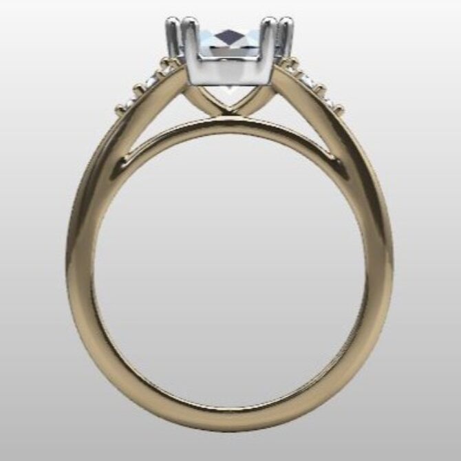 Custom Made Oval Cut Side Stone Engagement Ring SB3022 image 3