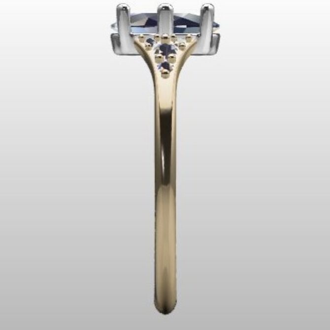 Custom Made Oval Cut Side Stone Engagement Ring SB3022 image 4