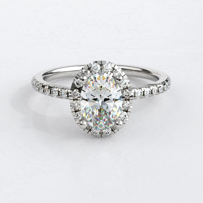 Custom Made Oval Cut Side Stone Engagement Ring SB3065 image 1