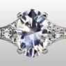 Custom Made Oval Cut Side Stone Engagement Ring SB3082 image 1