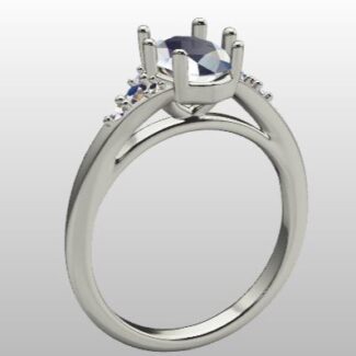 Custom Made Oval Cut Side Stone Engagement Ring SB3082 image 2