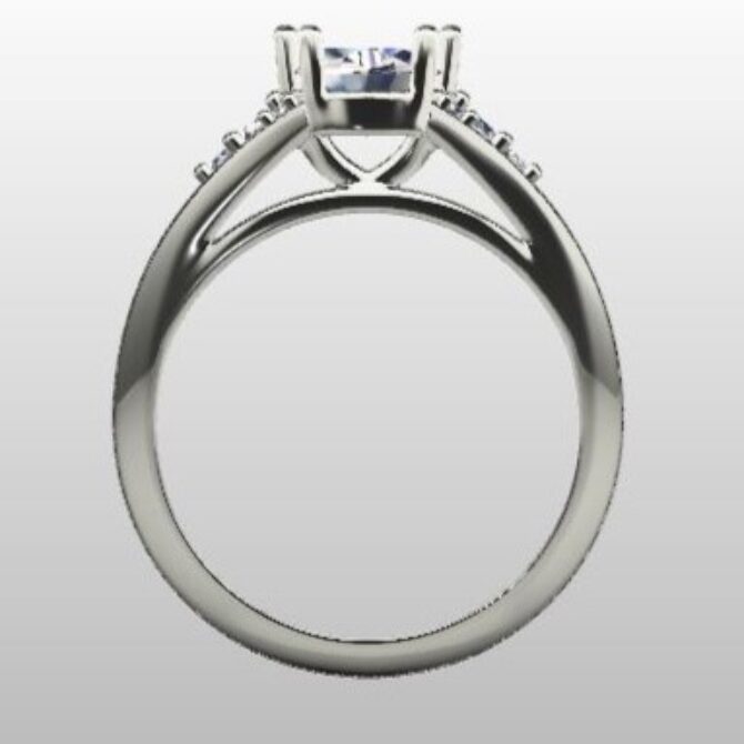 Custom Made Oval Cut Side Stone Engagement Ring SB3082 image 3