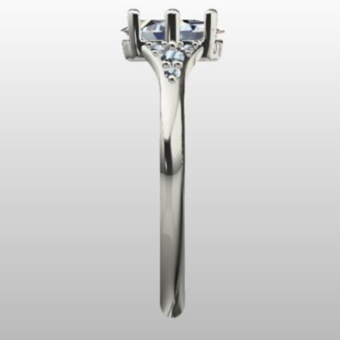 Custom Made Oval Cut Side Stone Engagement Ring SB3082 image 4