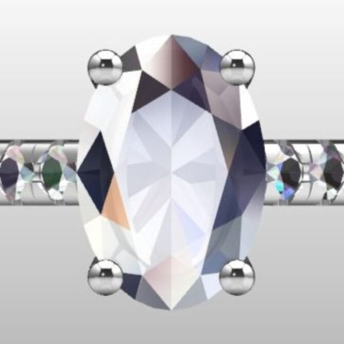 Custom Made Oval Cut Side Stone Engagement Ring SB3181 image 1