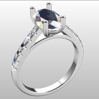 Custom Made Oval Cut Side Stone Engagement Ring SB3181 image 2