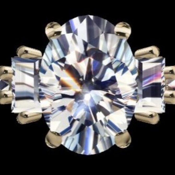 Custom Made Oval Cut Side Stone Engagement Ring SB3237 image 1