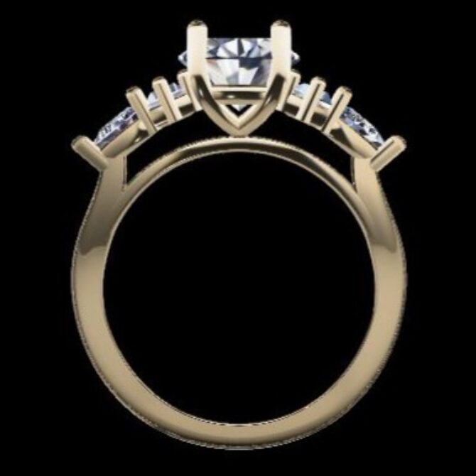 Custom Made Oval Cut Side Stone Engagement Ring SB3237 image 3