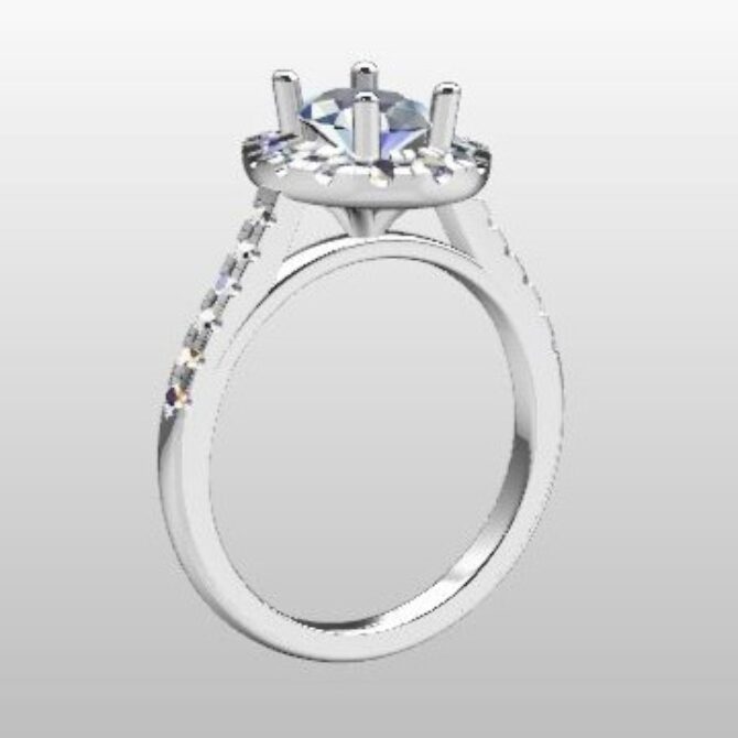 Custom Made Oval Cut Side Stone Engagement Ring SB3261 image 2