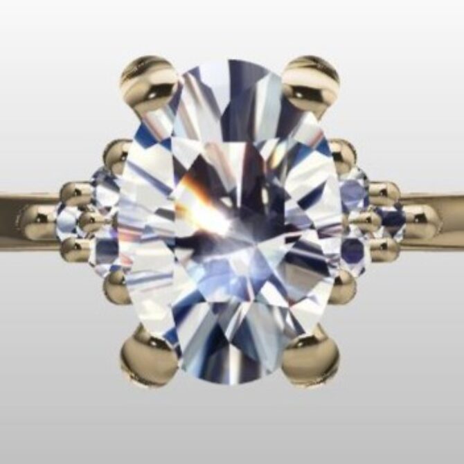 Custom Made Oval Cut Side Stone Engagement Ring SB3264 image 1