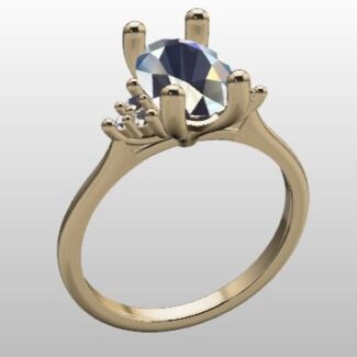 Custom Made Oval Cut Side Stone Engagement Ring SB3264 image 2