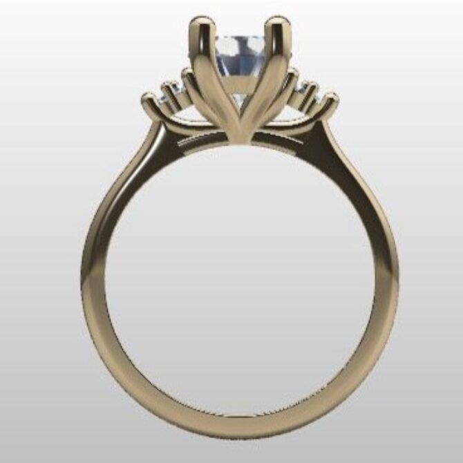 Custom Made Oval Cut Side Stone Engagement Ring SB3264 image 3