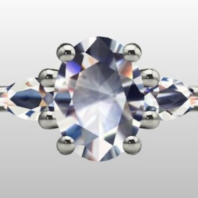 Custom Made Oval Cut Three Stone Engagement Ring SB3090 image 1