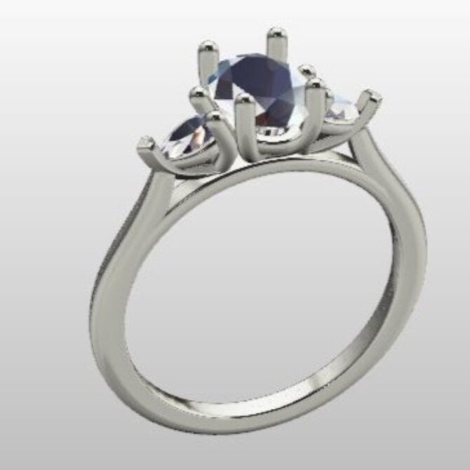 Custom Made Oval Cut Three Stone Engagement Ring SB3090 image 2