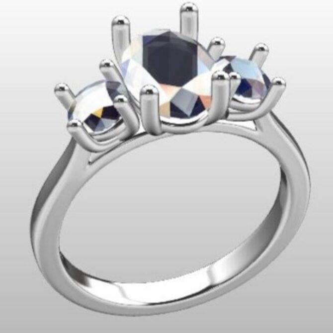 Custom Made Oval Cut Trilogy Engagement Ring SB2367 image 2