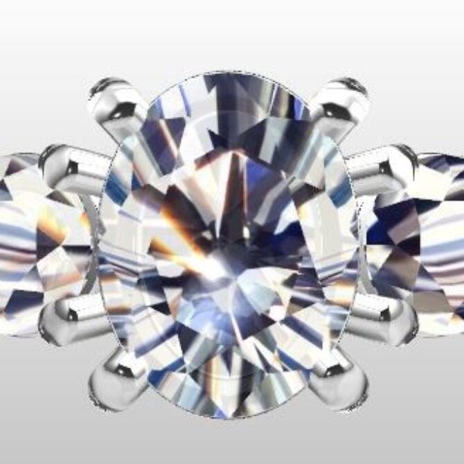 Custom Made Oval Cut Trilogy Engagement Ring SB2369 image 1