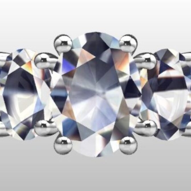 Custom Made Oval Cut Trilogy Engagement Ring SB3241 image 1