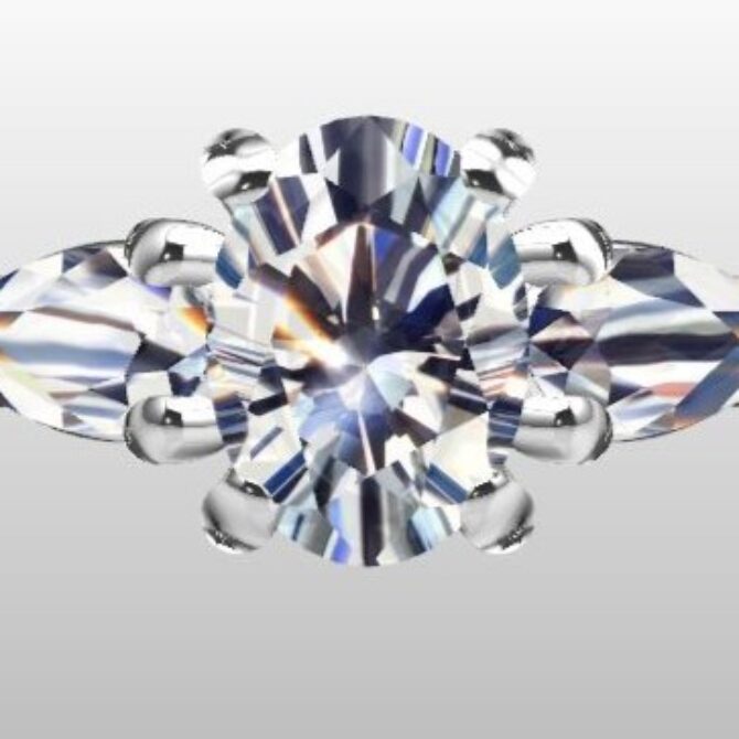 Custom Made Oval Cut and Pear Cut Trilogy Engagement Ring SB3155 image 1