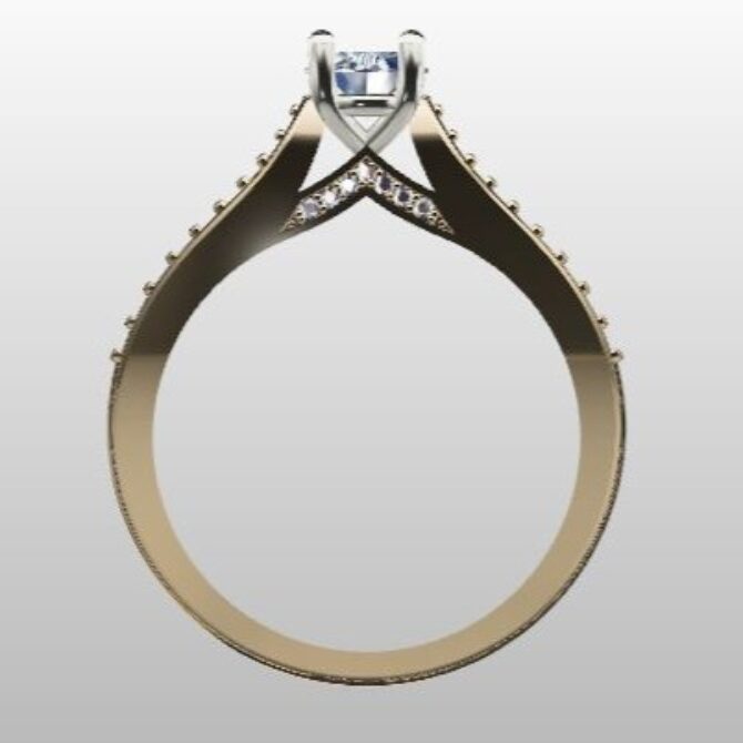 Custom Made Oval Side Stone Engagement Ring SB2339 image 3